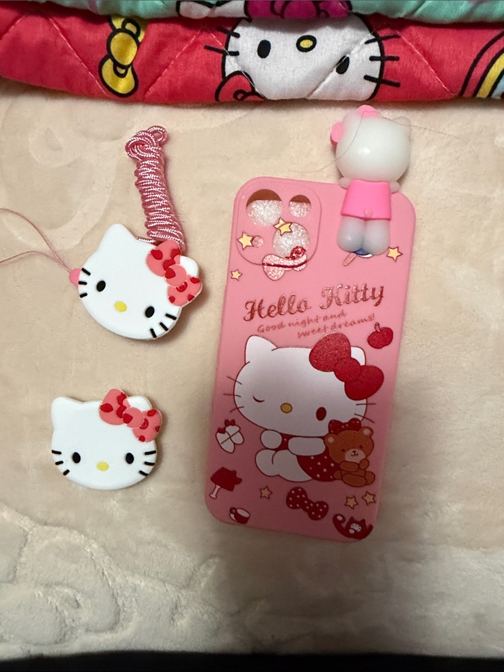 Hello Kitty Pink and White Phone Case with Bow Charms iPhone 13